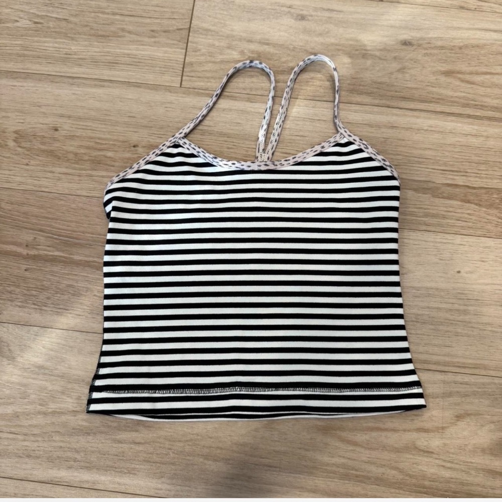 Striped Black and White Cropped Tank Top